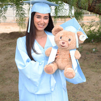 Thumbnail for graduation teddy bear plush with sky blue 