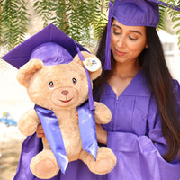 Thumbnail for graduation teddy bear purple cap and gown 