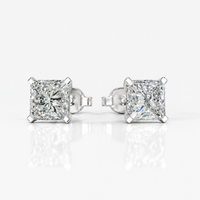 Thumbnail for Princess Cut Squared Moissanite Diamond Stud Earrings