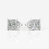 Square Moissanite Stud Earrings – Rhodium Plated 925 Sterling Silver Push Back - Comes GRA Certified