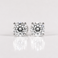 Thumbnail for Round Moissanite Stud Earrings 925 Silver