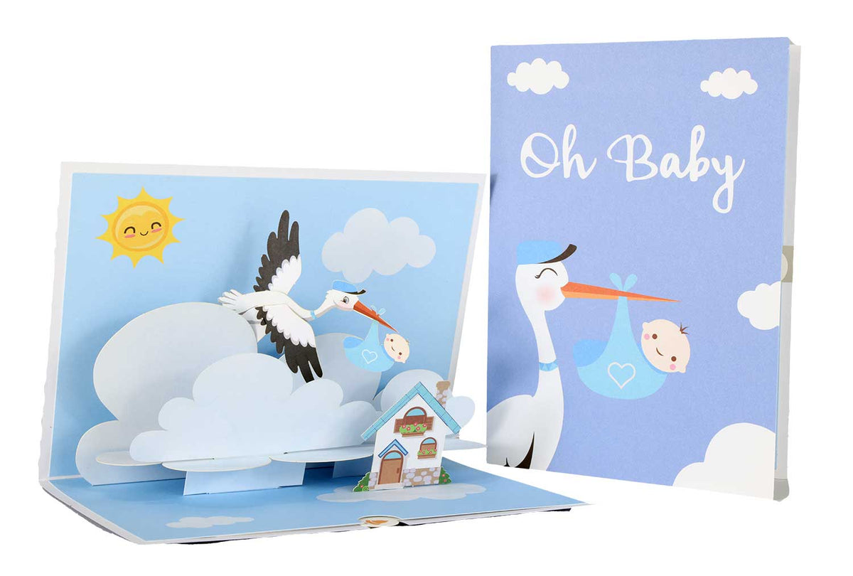 Its A BOY (Gender Reveal) Stork Pop Up Card - Just at $15.99 - Boo Bea ...