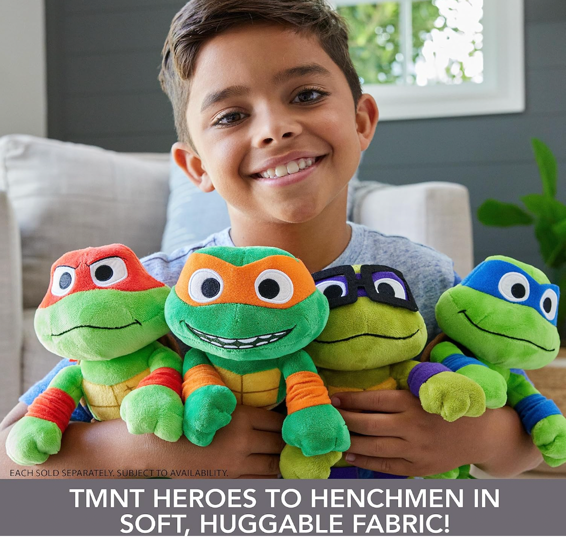 Teenage Mutant Ninja Turtles: Mutant Mayhem Plush Toys 4 Pack of 8 Inch Leonardo, Michelangelo, Raphael and Donatello, TMNT Movie