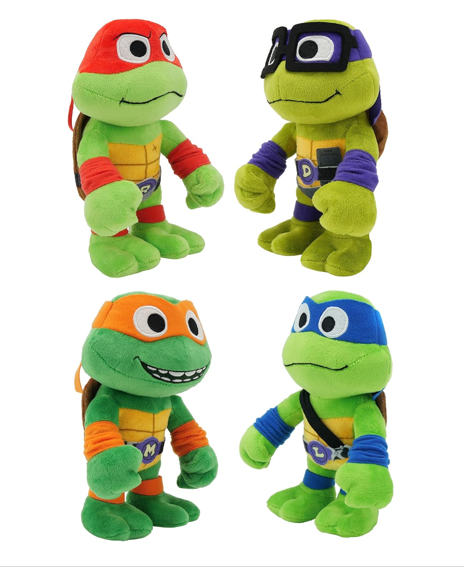 Teenage Mutant Ninja Turtles: Mutant Mayhem Plush Toys 4 Pack of 8 Inch Leonardo, Michelangelo, Raphael and Donatello, TMNT Movie